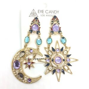 EYE CANDY LOS ANGELES CELESTIAL MOON STARS SUN MISMATCH POST BACK EARRINGS